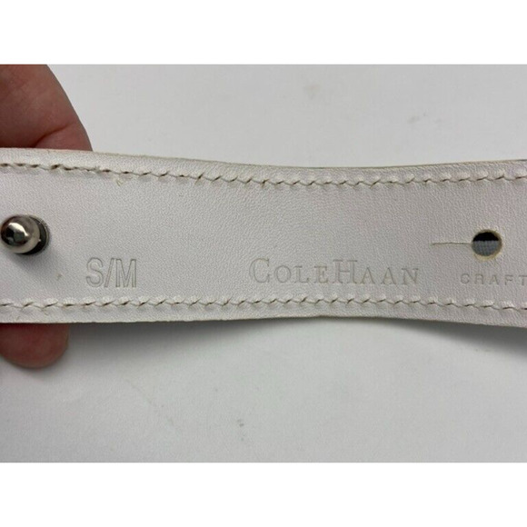 NWT Cole Haan Belt Womens Sz S M Black White Leather Trim Elastic Stretch Buckle - Picture 7 of 16